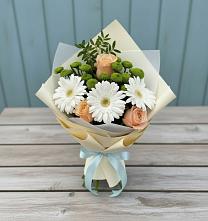 Букет цветов из:  Герберы, Розы и Хризантемы в Северном Республики Коми